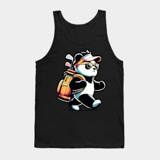 Golf Novelty Panda in Sunglasses Golfing Funny Golf Tank Top